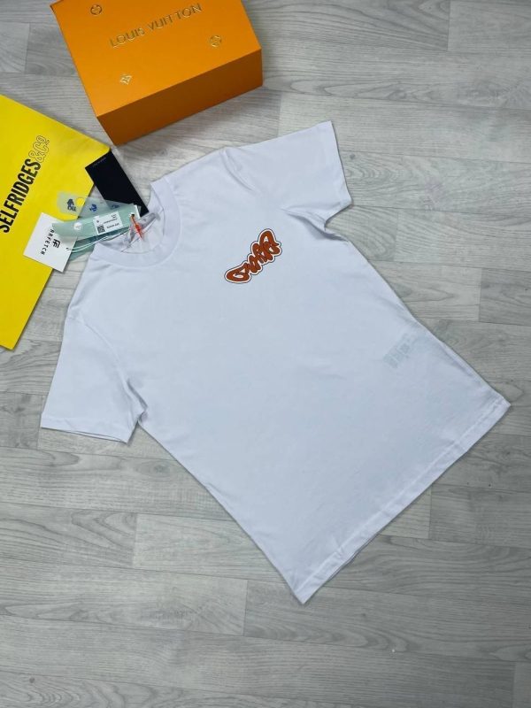 Off White Men Women Replica Multi Logo Tee Shirts in white color Off White Men Women Replica Multi Logo Tee Shirts in white color