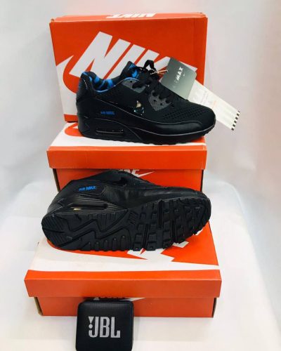 Nike Air Max 90 Shoe Black Laser Blue Amax90 Men Sneakers