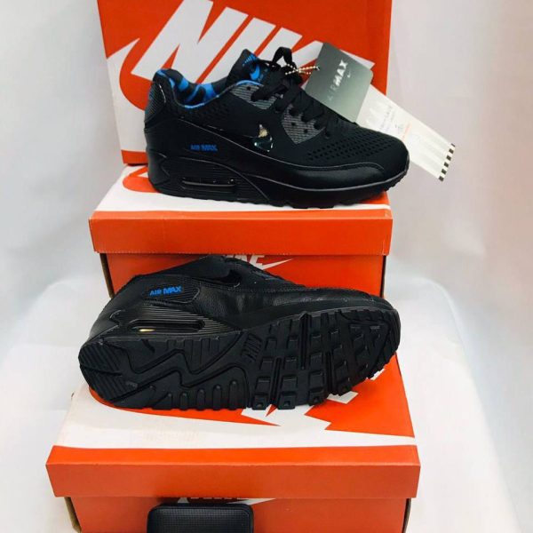 Nike Air Max 90 Shoe Black Laser Blue Amax90 Men Sneakers