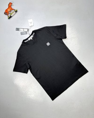 Stone Island Men Women Crew Neck Tshirts in black color
