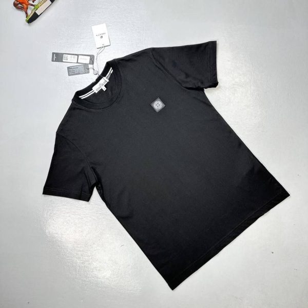 Stone Island Men Women Crew Neck Tshirts in black color