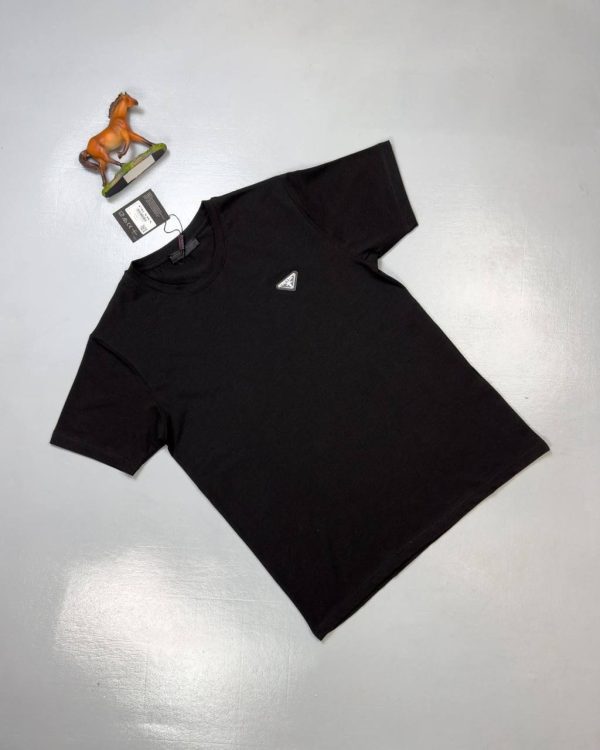 Prada Milano Logo Plain Cotton T-shirt in black color
