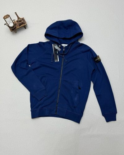 Stone Island Zip Up Hoodies in navy blue Color