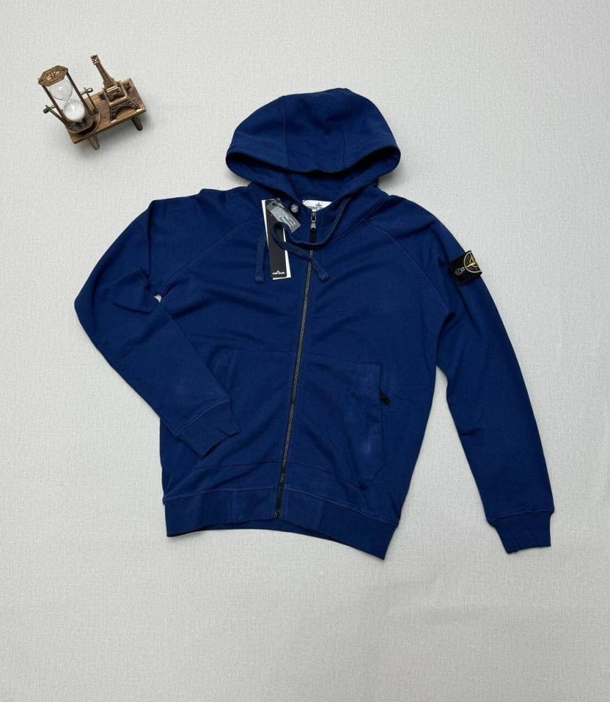 Stone Island Zip Up Hoodies in navy blue Color