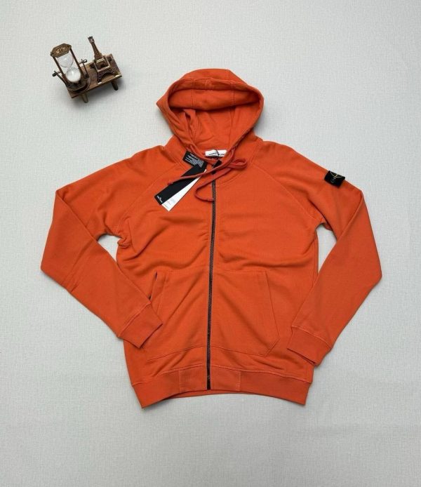 Stone Island Zip Up Hoodies in orange Color Stone Island Zip Up Hoodies in orange Color