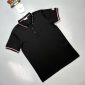 Moncler Polo Shirts Logo Collar Stripe Printed Black
