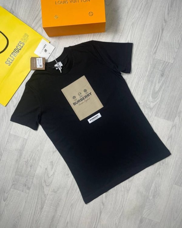 Burberry London England Classic Tshirt For Men Flocked Logo Printed in black color
