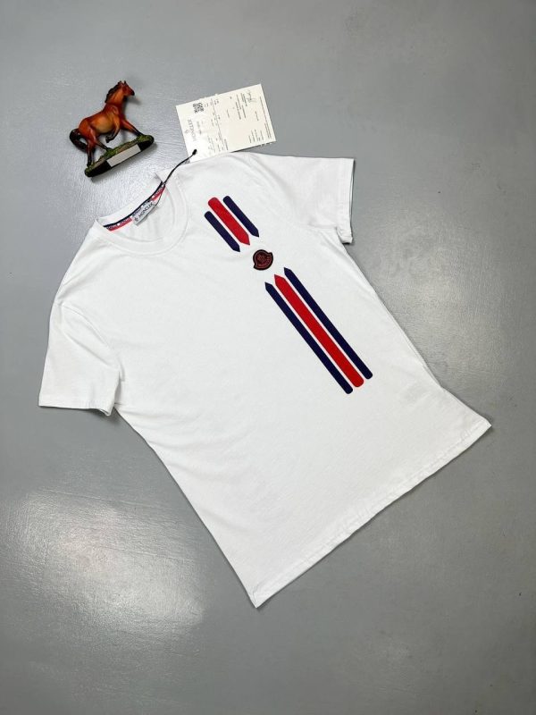 Moncler Stripe Logo T-Shirt in white color Moncler Stripe Logo T-Shirt in white color