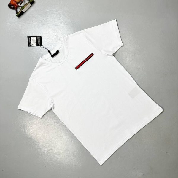 Prada Milano Crew Neck Cotton T-shirts in white color