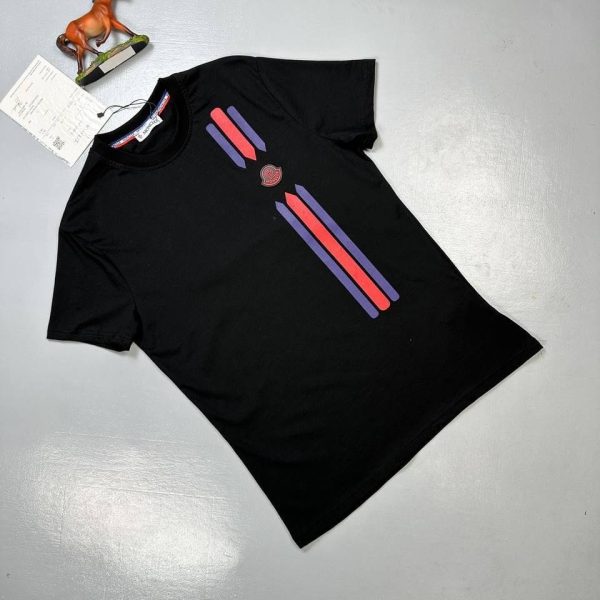 Moncler Stripe Logo T-Shirt in Black color