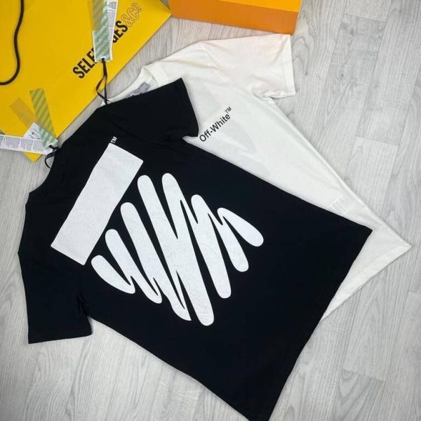 Off -White Men Women Tshirts Replica Waive Diag Reps T-shirts in black color