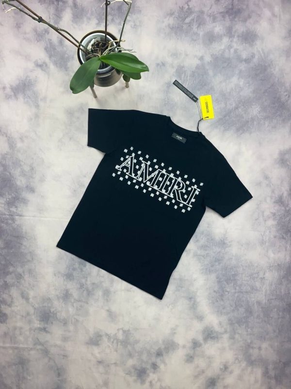 Amiri Men's Women's Cotton Replica Cheap T-shirts in black color Amiri Men's Women's Cotton Replica Cheap T-shirts in black color