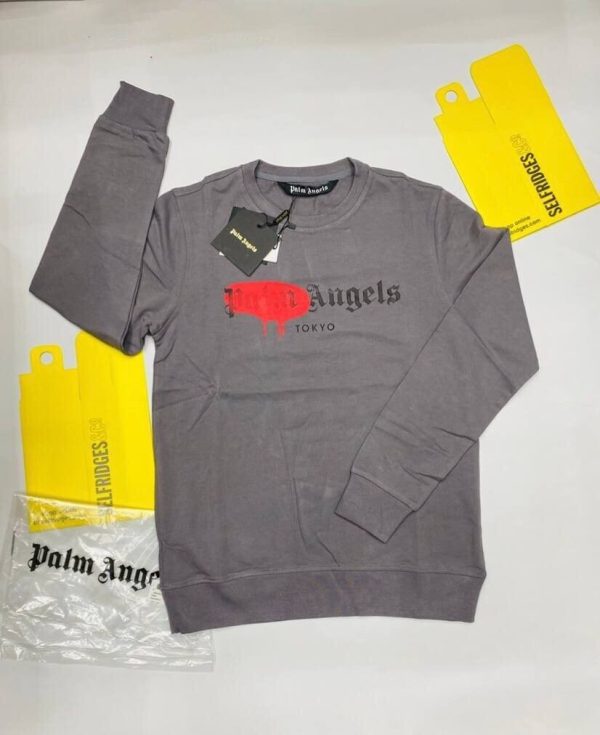 Palm Angels Miami Sprayed Tokyo Jumper in grey color Palm Angels Miami Sprayed Tokyo Jumper in grey color