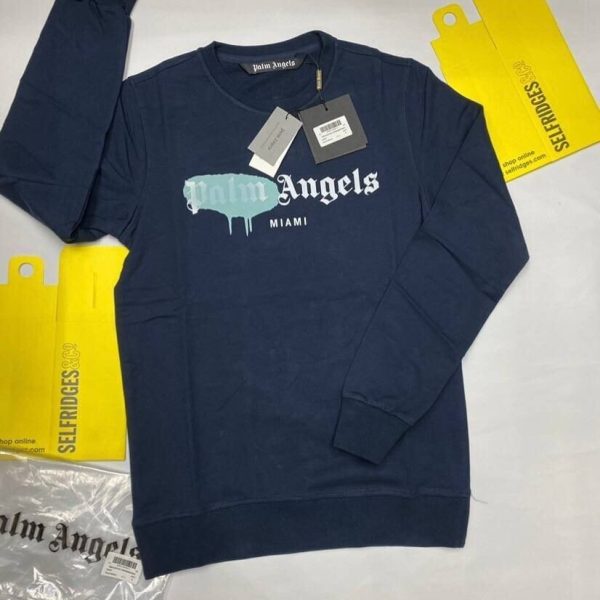 Palm Angels Miami Sprayed Tokyo Jumper in navy blue color
