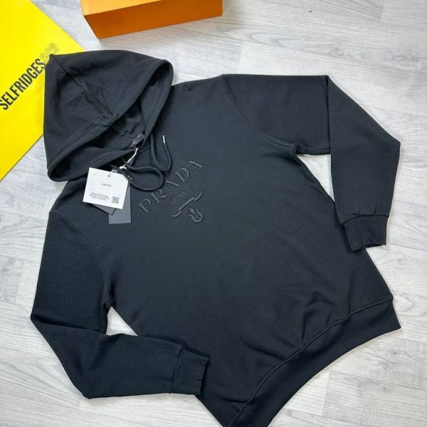 Prada Milano Regular Fit Pullover Hoodies in black color