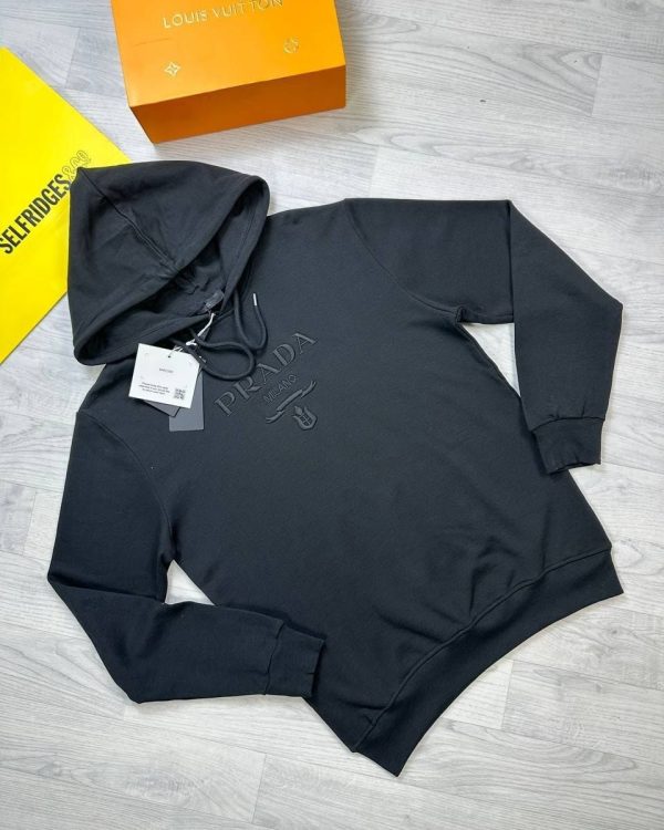 Prada Milano Regular Fit Pullover Hoodies in black color