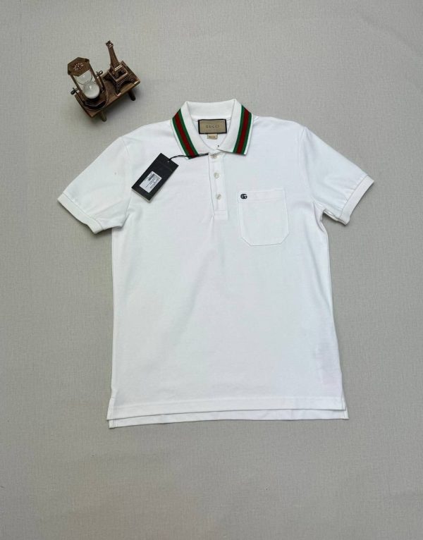 Gucci Piquet Polo T-Shirt With Double G Logo Cotton In White Gucci Piquet Polo T-Shirt With Double G Logo Cotton In White