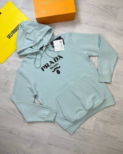 Prada Milano Regular Fit Pullover Hoodies in light blue color