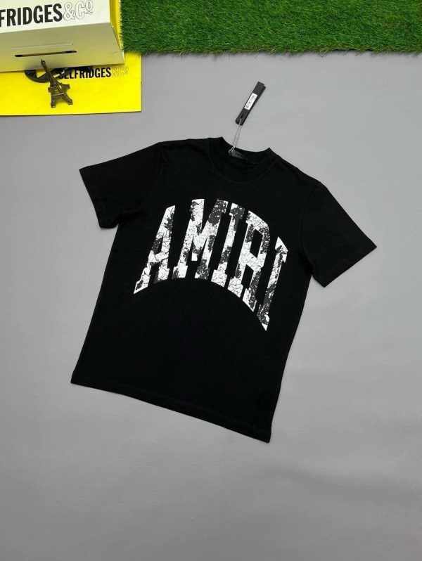 Amiri Graffiti Letter Logo Men Women Cotton Replica Cheap T-shirt in black color Amiri Graffiti Letter Logo Men Women Cotton Replica Cheap T-shirt in black color