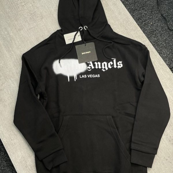 Palm Angels Sprayed Black Color Hoodie