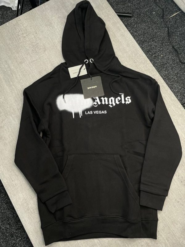 Palm Angels Sprayed Black Color Hoodie