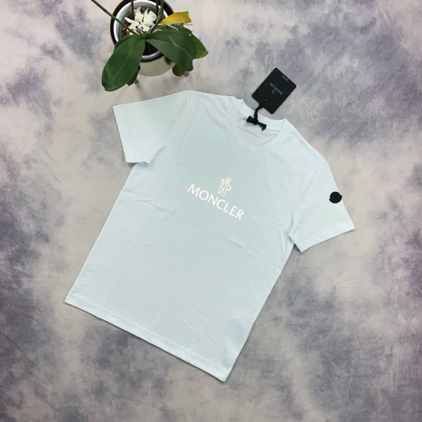 Moncler Men Women T-shirt Reps Logo Half Sleeve in white color