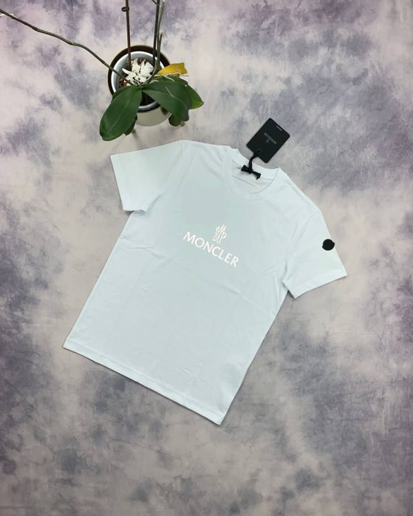 Moncler Men Women T-shirt Reps Logo Half Sleeve in white color