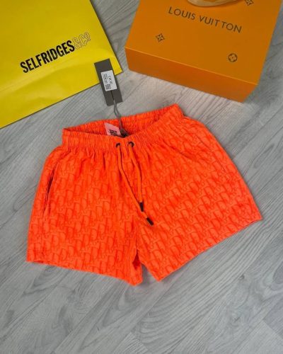Dior Printed Swim Outwear Bootleg Shorts in orange color