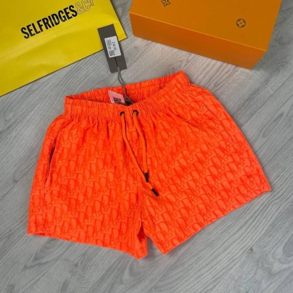 Dior Printed Swim Outwear Bootleg Shorts in orange color