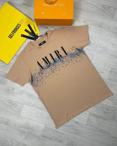 Amiri Men's Women's T-shirts Reps Men Women Replica in beige color