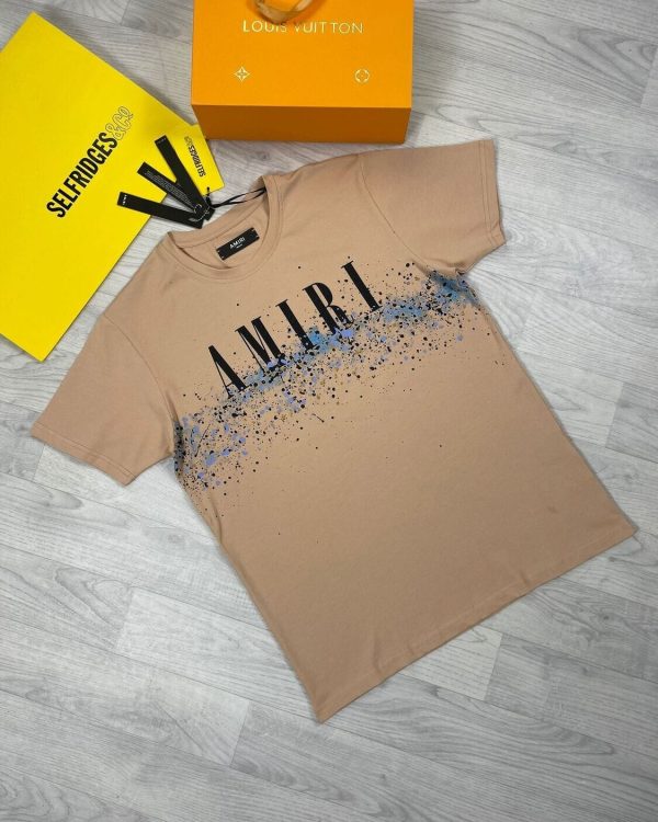 Amiri Men's Women's T-shirts Reps Men Women Replica in beige color