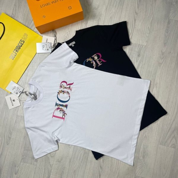Dior Classy Monogram Logo T-Shirt In Black And White Colors