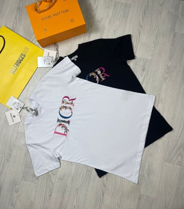 Dior Classy Monogram Logo T-Shirt In Black And White Colors