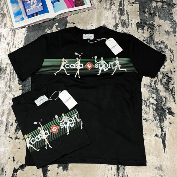 Casablanca Playful Stripes T-Shirts in black color