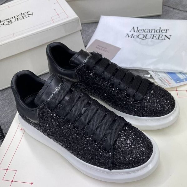 Alexander Mcqueen Leather Trimmed Glitter Sneakers