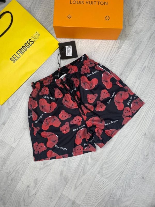 Palm Angel Men Teddy Bear shorts in red color Palm Angel Men Teddy Bear shorts in red color