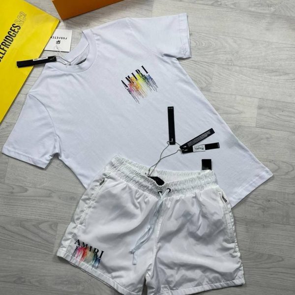 Men White T-shirt and White Short Set