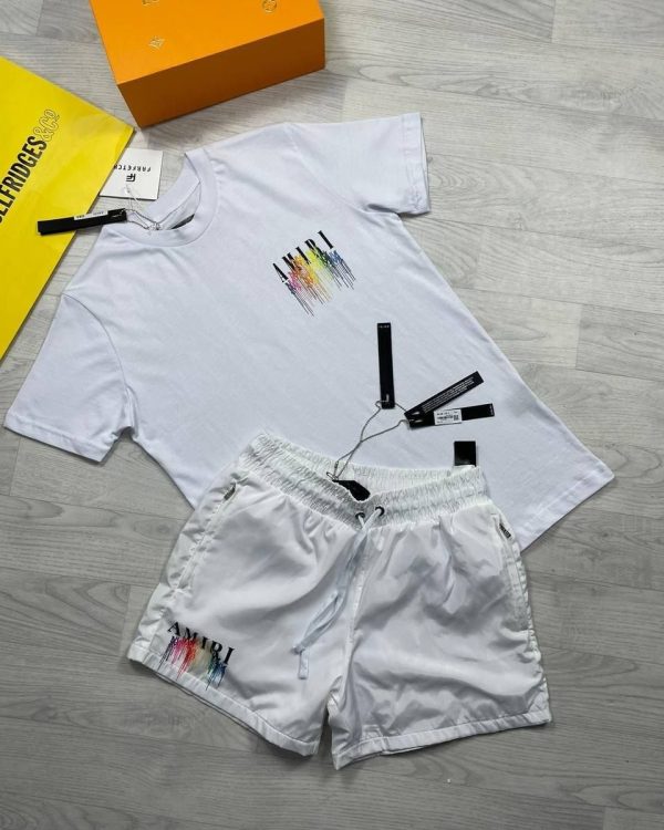 Men White T-shirt and White Short Set