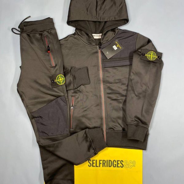 Stone Island Kids Tracksuit in green color