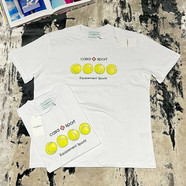 Casablanca Sports Tennis Balls White T-Shirt