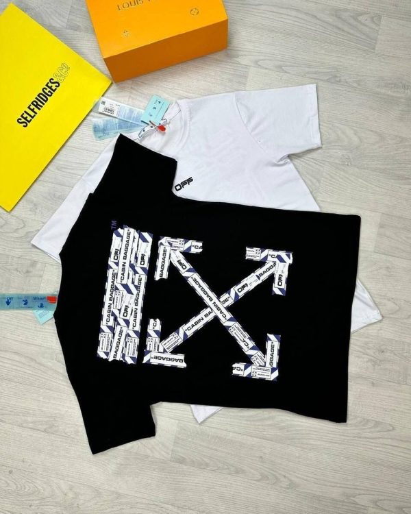 Off-White Men Women Replica T-shirt Cabin Baggage Tshirt in black color