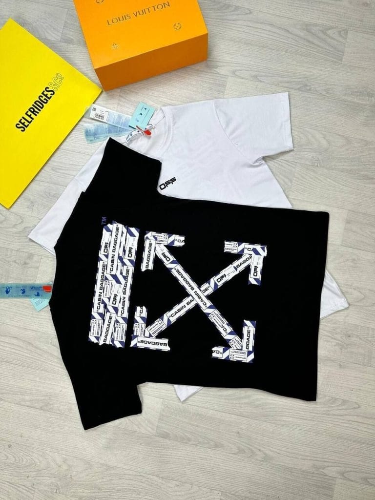 Off-White Men Women Replica T-shirt Cabin Baggage Tshirt in black color