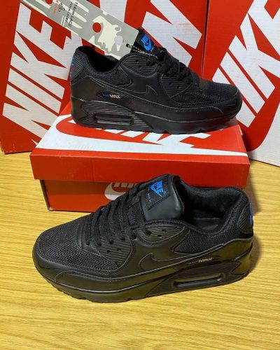 Nike Air Max 90s Black Blue Reflective Men's Rep Sneakers