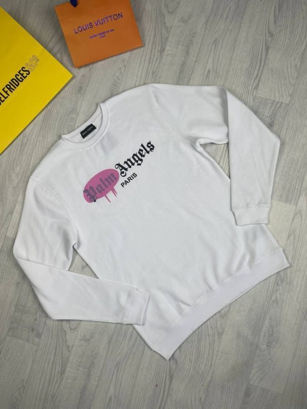 Palm Angels Sprayed Jumper Sweater in white color Palm Angels Sprayed Jumper Sweater in white color