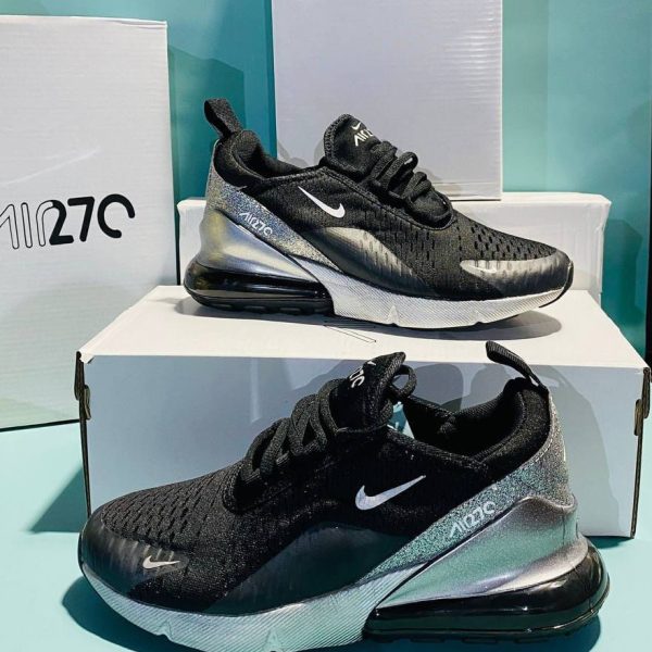 Nike Air Max 270 Black Metallic Silver Women Rep Sneakers UK