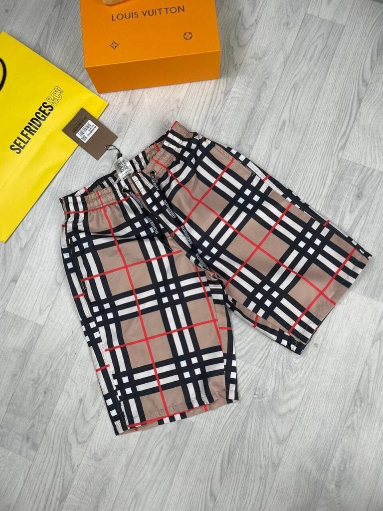 Burberry Replica Men's Black Short Luxury Designer Logo Printed