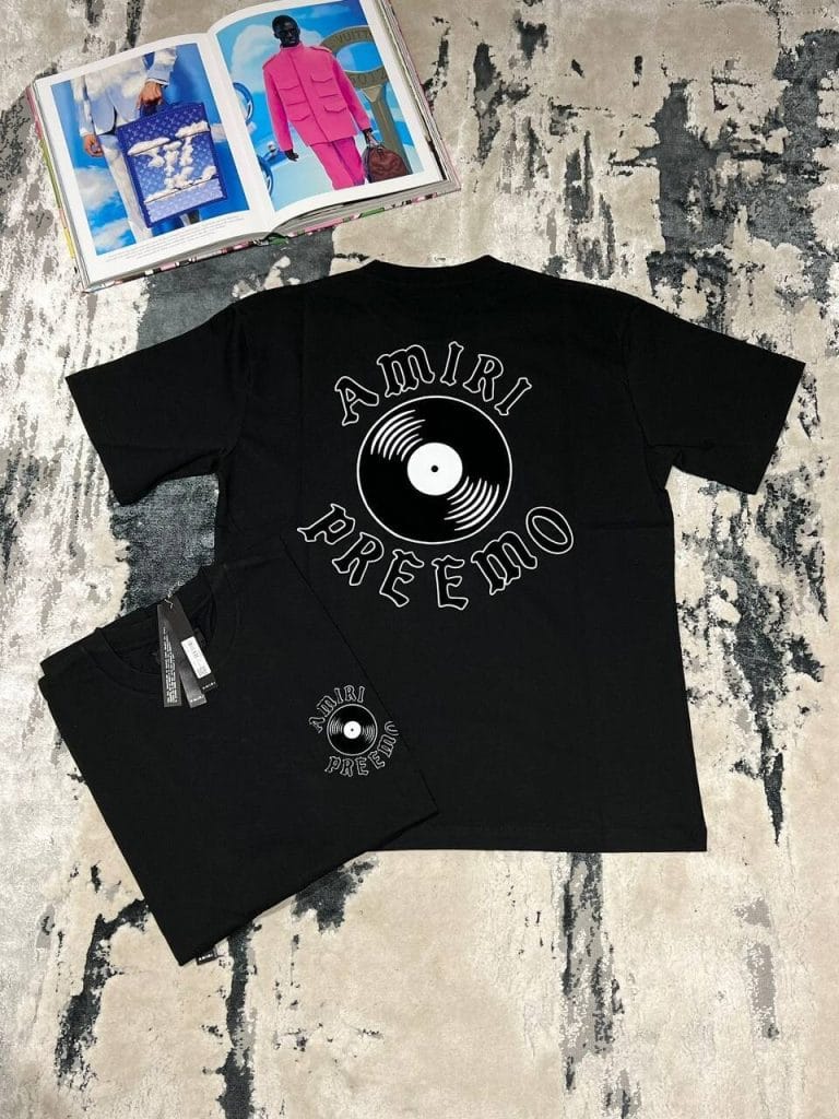 Amiri Preemo Men Women Printed Cotton Cheap T-shirts Half Sleeves in black color