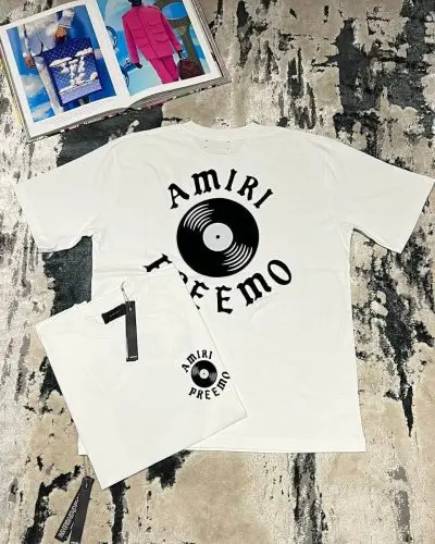 Amiri Preemo Men Women Printed Cotton Cheap T-shirts Half Sleeves in white color