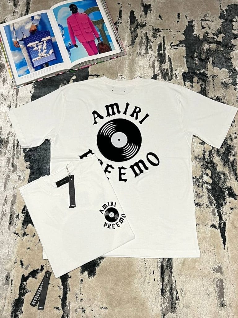 Amiri Preemo Men Women Printed Cotton Cheap T-shirts Half Sleeves in white color