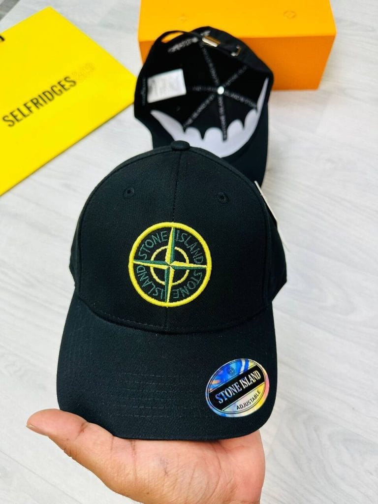Stone Island Logo Printed Cap with golden logo